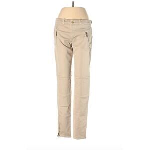 Zara Trafaluc Tan Moto Zip Skinny Jeans Size 6
